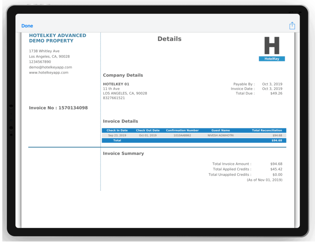 a screenshot of a invoice 