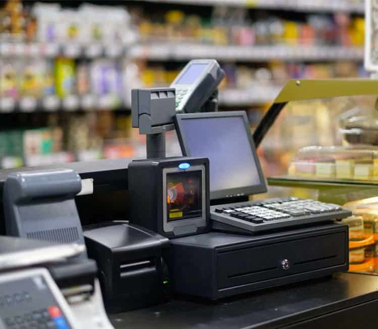 a cash register and a computer