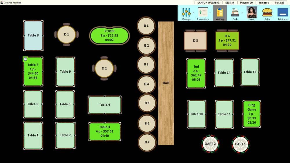 bar billiards table timer software