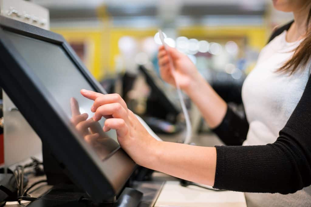 a person using a touchscreen